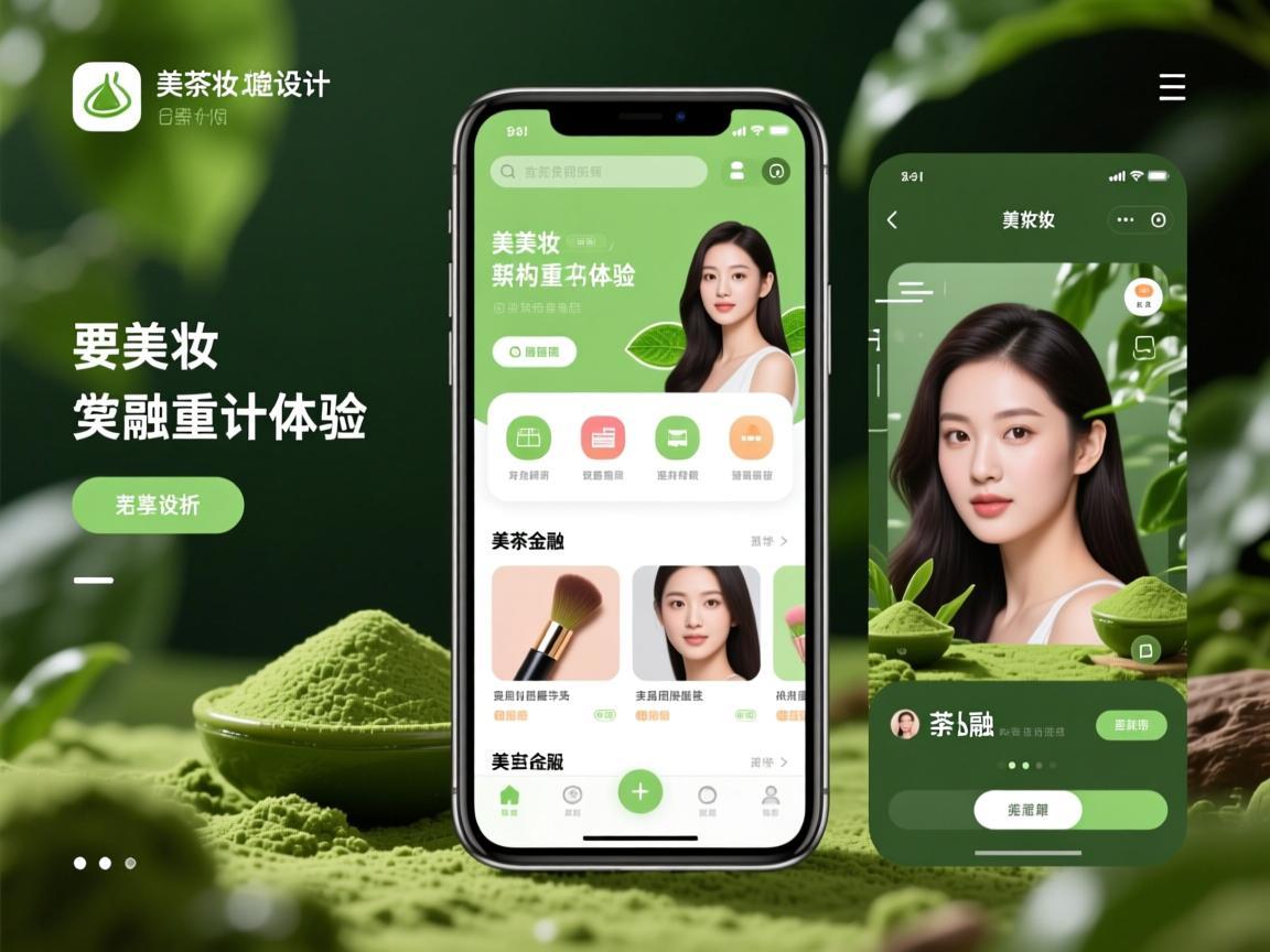 抹茶美妆APP界面设计，以自然美学重构美妆体验