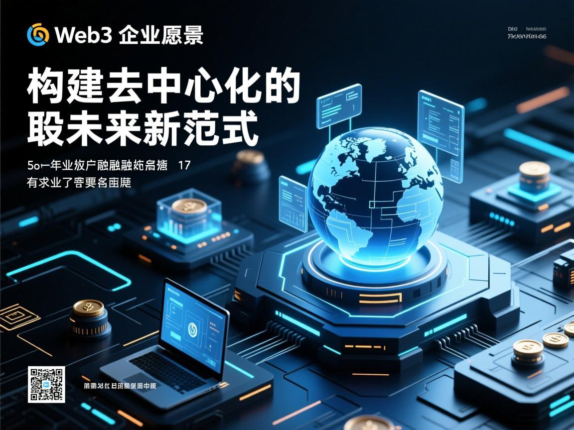 Web3企业愿景海报，构建去中心化的未来新范式